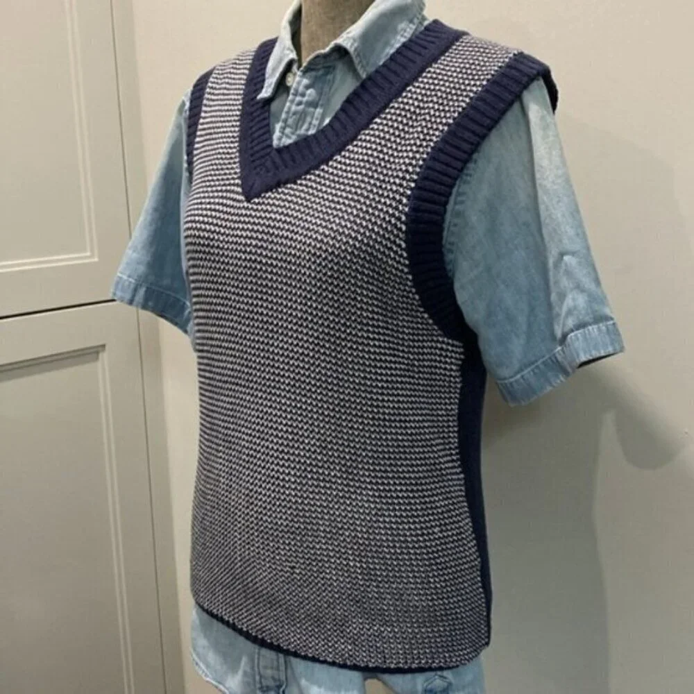 TRONATA Blue Knit Sweater Vest - Picture 3 of 15